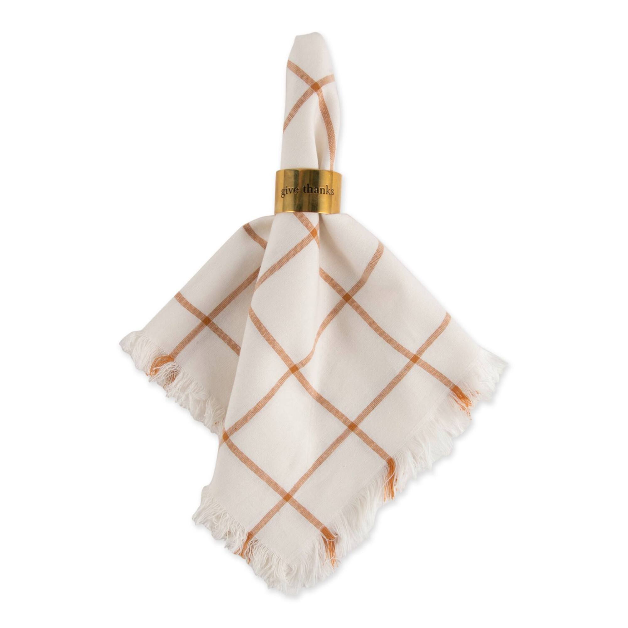 DII® Honey Gold Check Fringed Cloth Dinner Napkins, 6ct.